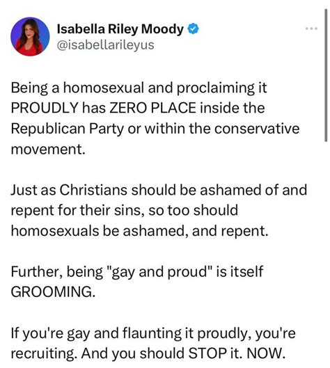 isabella porn|Homophobic MAGA dumbfuck Isabella Riley Moody is the new